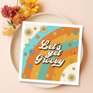 Let's Get Groovy Retro Rainbow 1st Birthday Napkins