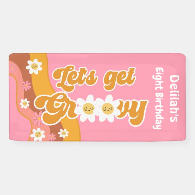 Let's get groovy retro vintage birthday banner (Horizontal)