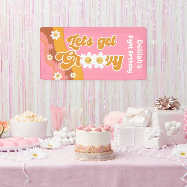 Let's get groovy retro vintage birthday banner (Party)