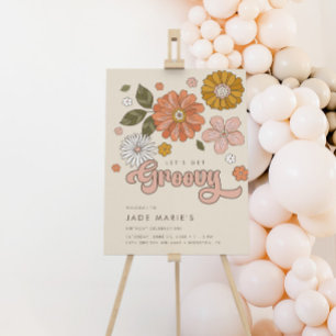 Let's Get Groovy Vintage Floral Girls Birthday Foam Board
