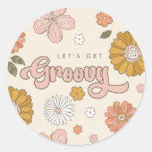 Let's Get Groovy Vintage Floral Girls Classic Round Sticker | Zazzle