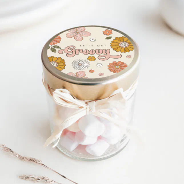 Let's Get Groovy Vintage Floral Girls Classic Round Sticker | Zazzle