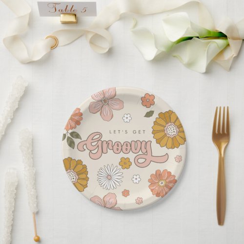Lets Get Groovy Vintage Floral Girls Paper Plates