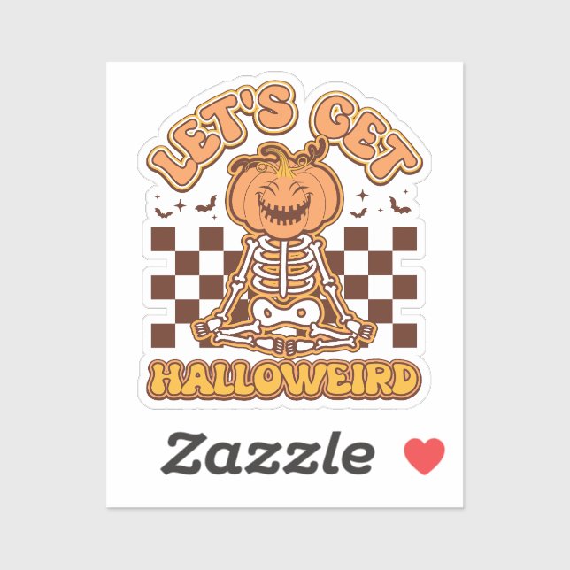 Let's get halloweird Halloween Groovy Retro Sticker (Sheet)