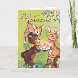Let's get hammered - funny vintage birthday card