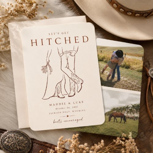 Let's Get Hitched Western Wedding Save the Date