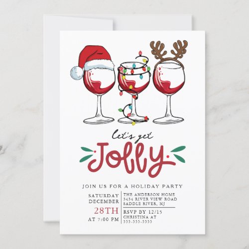 Lets Get Jolly Christmas Cocktail Party Invitatio Invitation