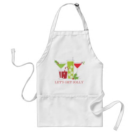 Let's Get Jolly Christmas Cocktails Adult Apron