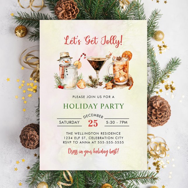 Let's Get Jolly Cocktail Holiday Party Invitation (Creator Uploaded)