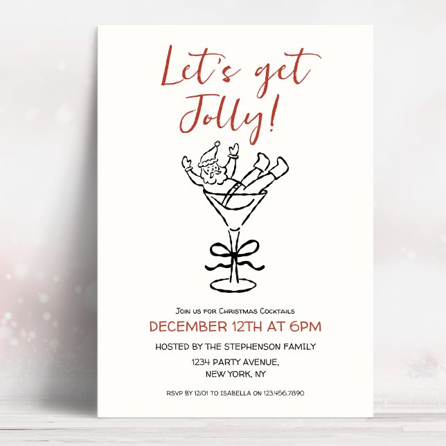 Let's Get Jolly Doodle Hand Drawn Christmas Party Invitation (Creator Uploaded)