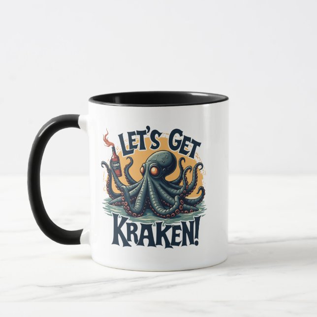 Let's Get Kraken Funny Rum Drinking Octopus Mug (Left)