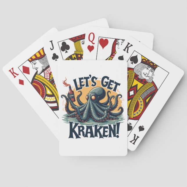 Let's Get Kraken Funny Rum Drinking Octopus Poker Cards (Back)