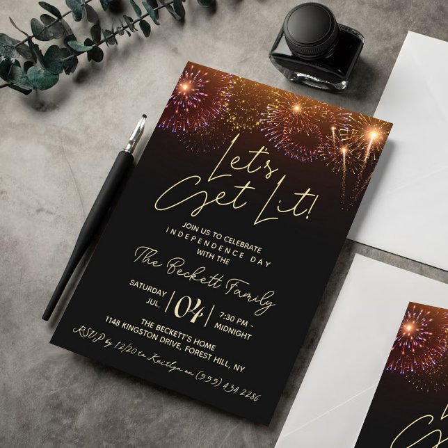 Let's Get Lit | 4th Of July Party Invitation (Creator Uploaded)