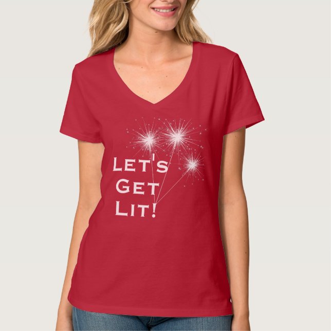 Let's Get Lit! 4th of July T-shirt with Sparklers (Front)