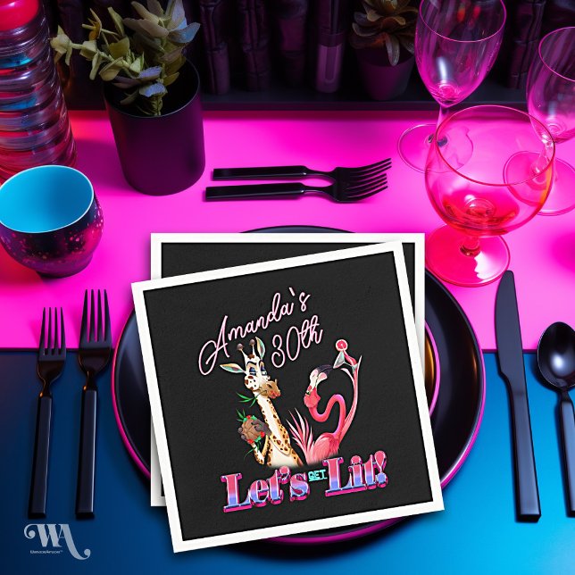 Let's Get Lit Adult Cocktail Birthday  Napkins (Creator Uploaded)