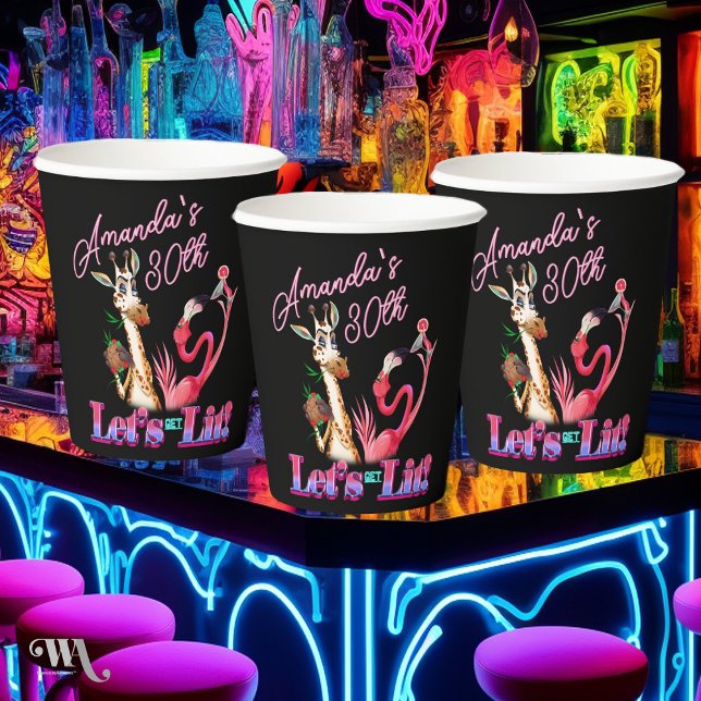 Lets Get Lit Adult Cocktail Birthday  Paper Cups (Creator Uploaded)