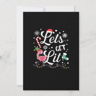 Let's Get Lit Adult Flamingo Funny Christmas Holiday Card