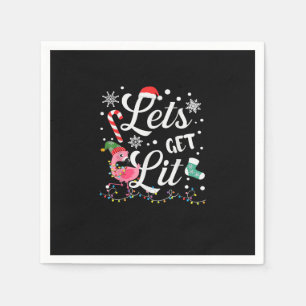 Let's Get Lit Adult Flamingo Funny Christmas Napkins