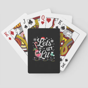 Let's Get Lit Adult Flamingo Funny Christmas Poker Cards