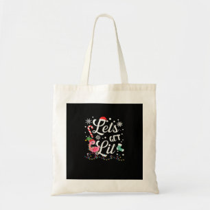 Let's Get Lit Adult Flamingo Funny Christmas Tote Bag