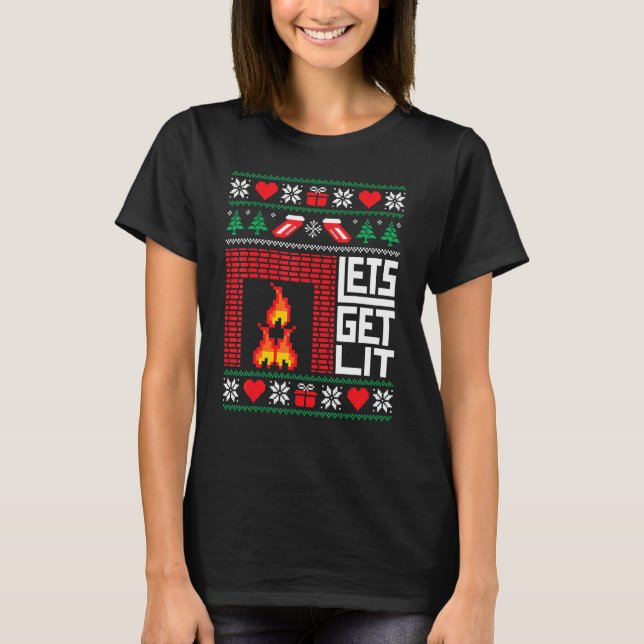 Let's get Lit Adult humorous  Christmas Men Women  T-Shirt (Front)