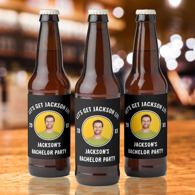 Let's Get Lit Bachelor Party Beer Bottle Label (Let's Get Lit Bachelor Party Shot Glass Beer Bottle Label)