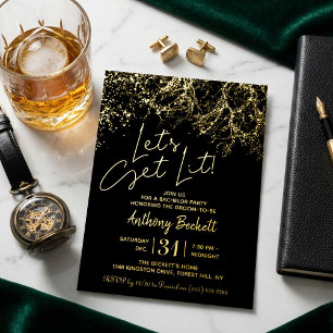 Let's Get Lit   Bachelor Party Real Foil Invitation