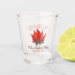 Let's Get Lit Bachelor Party Stag Do Campire Camp Shot Glass