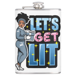 Let's get lit black women christmas drinking sista flask