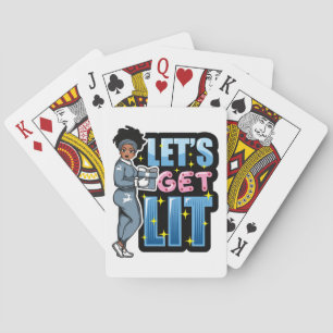 Let's get lit black women christmas drinking sista poker cards