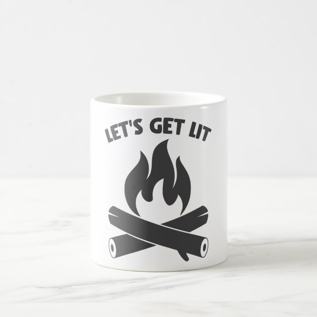 Let's Get Lit Bonfire Summer Camping Coffee Mug (Center)