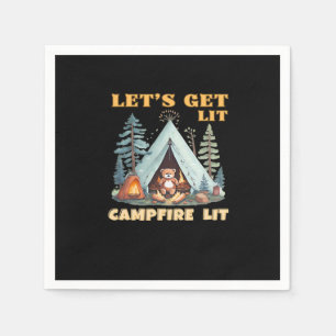 Let's Get Lit. Campfire Lit. Camping Quotes Classi Napkins