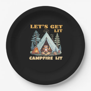 Let's Get Lit. Campfire Lit. Camping Quotes Classi Paper Plates