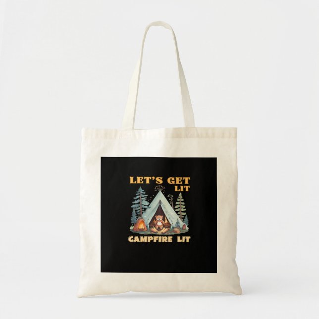 Let's Get Lit. Campfire Lit. Camping Quotes Classi Tote Bag (Front)