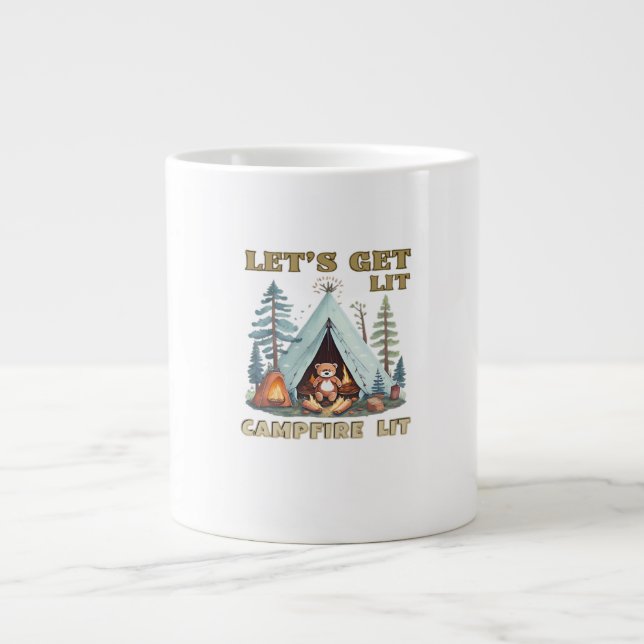 Let's Get Lit. Campfire Lit Classic Giant Coffee Mug (Front)