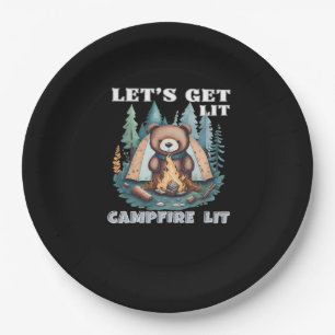 Let's Get Lit. Campfire Lit Classic Paper Plates