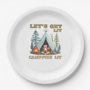 Let's Get Lit. Campfire Lit Classic Paper Plates