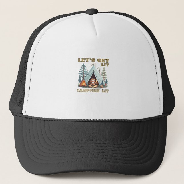 Let's Get Lit. Campfire Lit Classic Trucker Hat (Front)