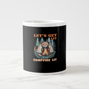 Let's Get Lit. Campfire Lit. Tent Camping Classic Giant Coffee Mug