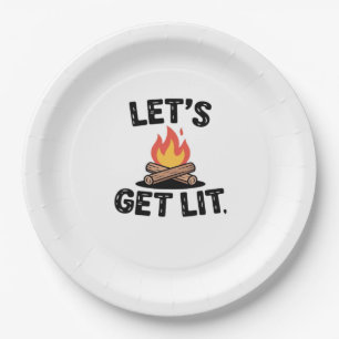 Let's Get Lit - Campfire Vibes - Camping Adventure Paper Plates
