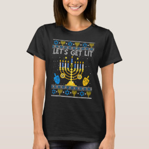 Let's Get Lit Chanukah Hanukkah Funny Christmas Ug T-Shirt
