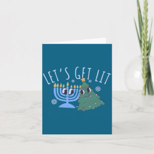 Let's Get Lit Chrismukkah Hanukkah Christmas Match Card