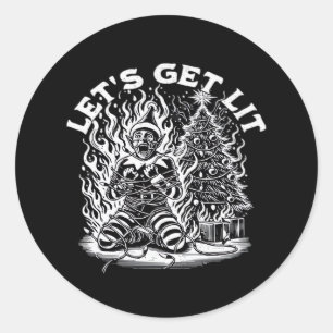 Let's Get Lit Christmas Christmas Celebration Classic Round Sticker
