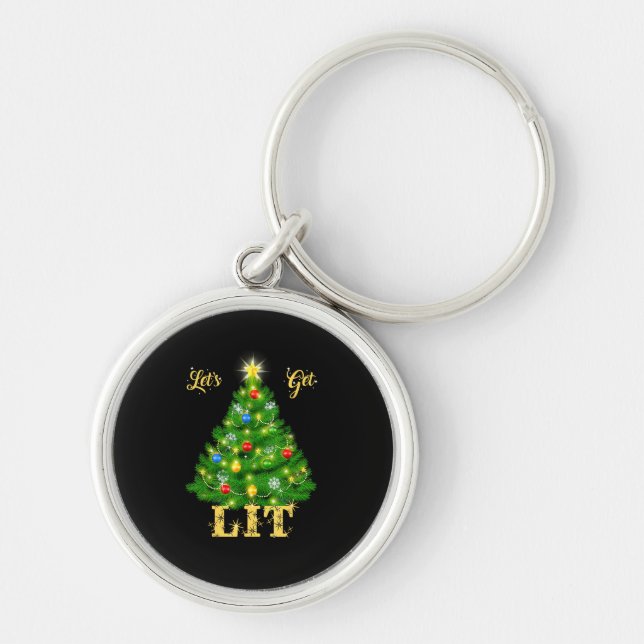 Let's Get Lit Christmas Christmas Keychain (Front)