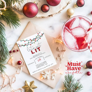 Let's Get Lit Christmas Cocktail Friendsmas Party Holiday Card