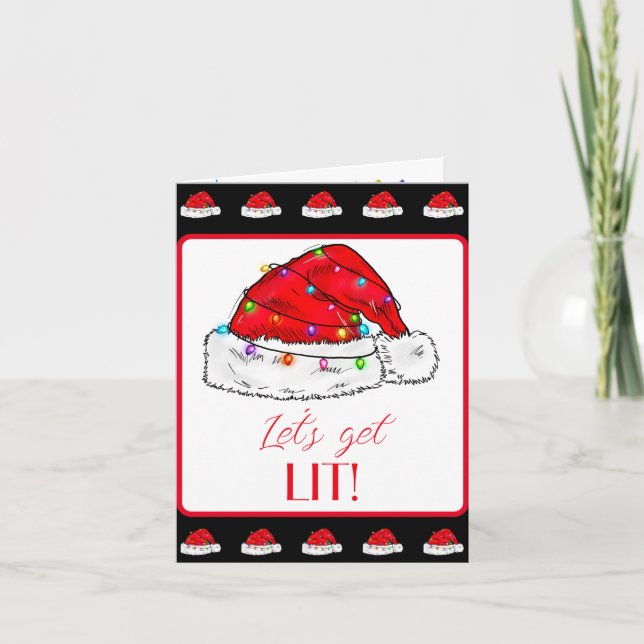 Let's Get Lit Christmas Cocktail Invitation (Front)