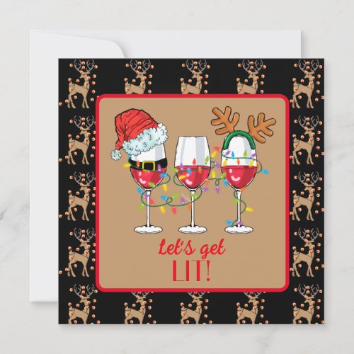 Lets Get Lit Christmas Cocktail Invitation