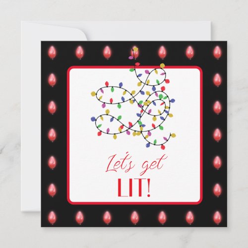 Lets Get Lit Christmas Cocktail Invitation