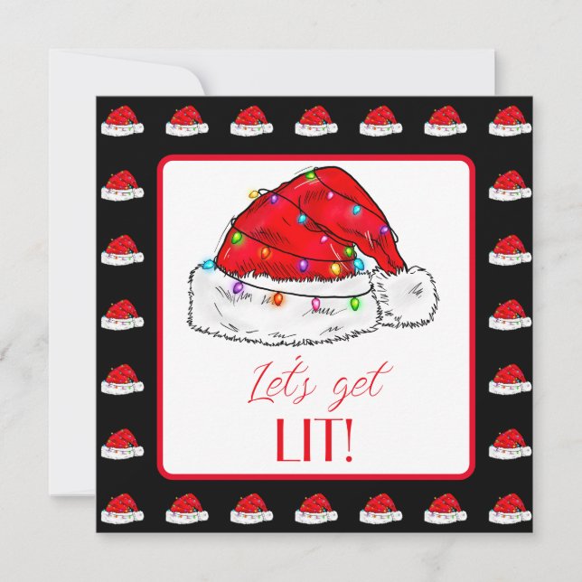 Let's Get Lit Christmas Cocktail Invitation (Front)