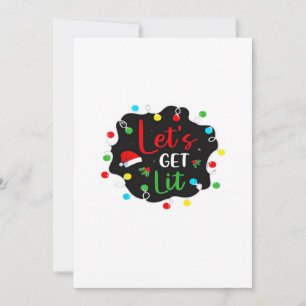 Let's Get Lit Christmas Drinking Lights Santa Esse Holiday Card